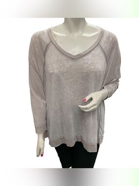 Freeloader Light Mauve V-Neck Long Sleeve Top Size L